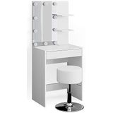 Vicco Make-uptafel Isabelle, wit, 60 cm met ledverlichting en kruk