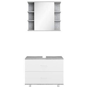 Vicco - Badmöbel-Set Ilias, Beton/Weiß, 2 Teile, Unterschrank 80 cm