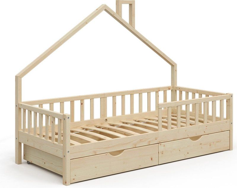 VitaliSpa Hausbett Kinderbett Spielbett Noemi 90x200cm Schubladen Rausfallschutz