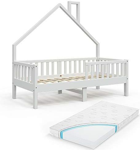 VitaliSpa Hausbett Kinderbett Spielbett Noemi 80x160cm inkl. Matratze weiß