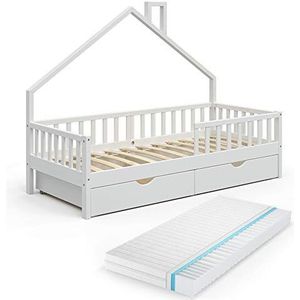 VitaliSpa Hausbett Kinderbett Spielbett Noemi 90x200cm inkl. Matratze Schubladen