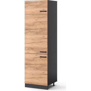 Vicco Koelkast ombouwkast R-Line, Krachtige eik goud/Antraciet, cm
