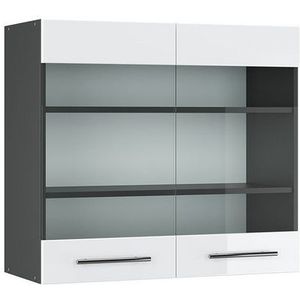 Vicco - Fame-Line - Keuken Glazen Kast - 80 cm - Wit Hoogglans