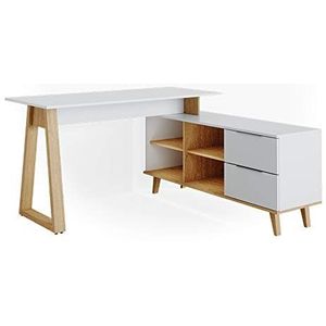 Vicco Bureau ""Nautica"", Wit/Eiken, 138 x 60 cm met laden XXL