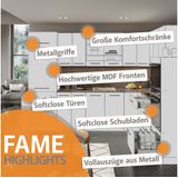 Küchenschränke Fame-Line, Weiß Landhaus, 80 cm ohne Arbeitsplatte Vicco