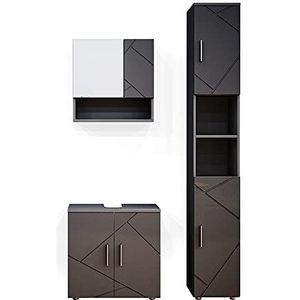 Vicco Badmöbel Spiegelschrank Hochschrank Waschtischunterschrank Irma Anthrazit