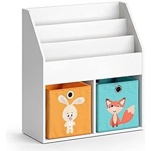Vicco Kinderboekenkast ""Luigi"", Wit, 72 x 79 cm met 2 vouwboxen opt.1