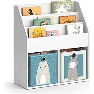 Vicco Luigi Kinderboekenkast – 72 x 79 cm met 2 vouwboxen opt.6 Wit met 2 vouwboxen opt.6
