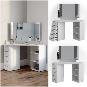Vicco Hoek kaptafel Sofia, Wit, 128.4 cm