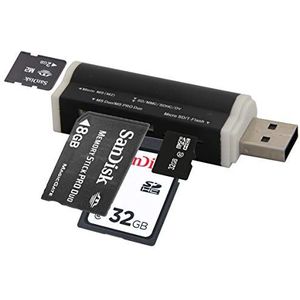 cofi1453 USB-kaartlezer, kaartlezer, compatibel met SD/Micro SD/M2/M2PRODUO USB-kaartlezer, multiadapter, zwart