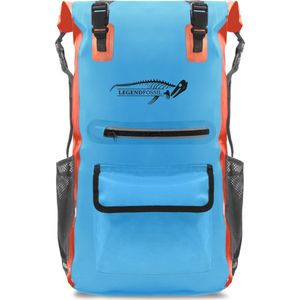 Legendfossil - Tarpaulin Rucksack Traveller - Bleu-Orange - 30L - Waterdicht - Rugzak - Backpack - Outdoor - Rugtas - Wandelen - Survival - PVC - Fietsrugzak -Blauw - Oranje