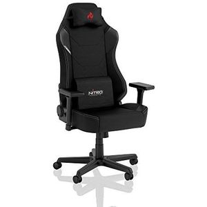 Nitro-Concepts X1000 Gaming Chair, ergonomische bureaustoel, bureaustoel, gamersstoel, relaxstoel, gamerstoel, stoffen hoes, draagvermogen 135 kg, zwart
