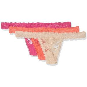 Sylvie Flirty Lingerie Abby String voor dames, verpakking van 3 stuks, Flamingo roze/drakenvrucht roze/huidskleur, Eén Maat grote maten