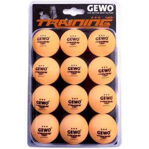 GEWO Training 40+ tafeltennisballen - 3 sterren tafeltennisbal van ABS-kunststof met naad - hoogwaardige trainingsballen, diameter 40 mm + mm, voorraadverpakking met 12 stuks, oranje