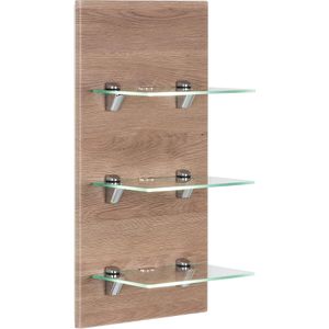 Saniclear Viva open kast met glazen planken en led verlichting 68cm licht eiken