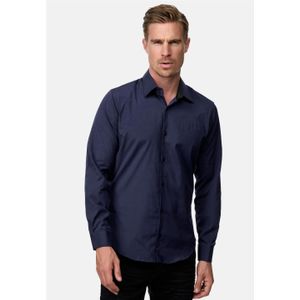 Rusty Neal - Overhemd Uni - Slim Fit - Navy Blauw - Heren Overhemden