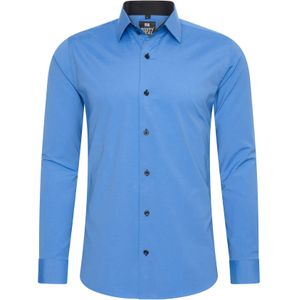 Rusty Neal - Overhemd Slim Fit - Blauw - Katoen Polyester Elastaan