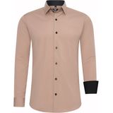 Rusty Neal - Overhemd Uni - Beige - Slim Fit
