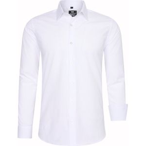 Rusty Neal - Overhemd - Wit - Katoen Polyester Elastaan
