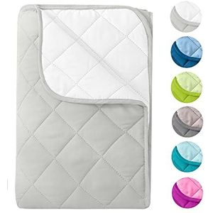 Wometo Zomerdekbed, van microvezel, omkeerbaar, 155 x 220 cm, OekoTex, wasbaar op 95 graden Celsius, zonder hoes te gebruiken, vrolijke kleuren, wit en lichtgrijs