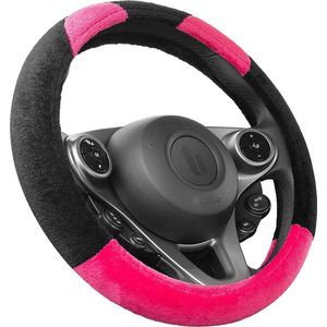Stuurhoes Roze Panda / stuurbescherming Zwart roze in universele maat 37-39 cm / Stuurhoes voor zomer en winter / autoaccessoires