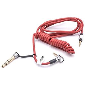 vhbw Audio AUX kabel compatibel met Monster Beats by Dr. Dre Mixr, Pro, Solo, Studio Koptelefoon, audiokabel 3,5 mm jack naar 6,3 mm, 150 cm, rood