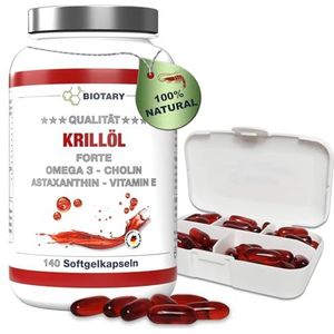 BIOTARY - Krillolie - 200 Softgel Capsules - 1040 mg - Hoge Dosis - Omega 3 - Astaxanthine - Vitamine E