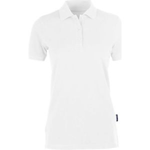 HRM Dames Zware Polo, Wit, Maat L I Premium Dames Poloshirt Gemaakt van 100% Katoen I Basic Polo Shirt Wasbaar tot 60°C I Hoogwaardige & Duurzame Dameskleding I Werkkleding