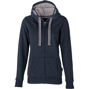 HRM Dames Jas met Capuchon, Navy , Maat XS I Premium Hoodie voor Vrouwen met Contrasterende Voering I Basic Hoodie met Rits I Dameshoodie met Rits I Hoge Kwaliteit & Duurzame Dameskleding