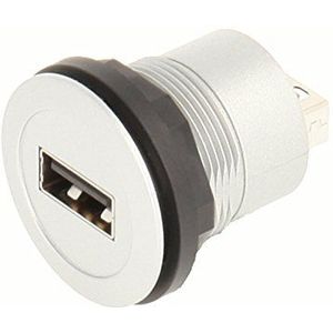 Schlegel 23.001.541 USB-aansluiting met voorkant, 1 x USB type A bus en achter, 1 x USB type A aansluiting, zilver