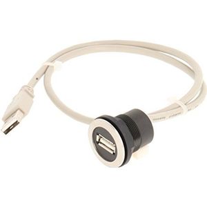 Schlegel 23.001.557 USB-stekker van roestvrij staal, 1 x USB type A-aansluiting, 1 x USB2.0-kabel lengte 60 cm en type A-stekker