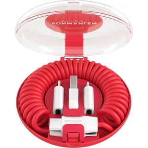 VONMÄHLEN Allroundo C All-in-One Multi Charging Cable met 5 adapters, 6-in-1 laadkabel, micro-USB, USB-C - compatibel met iPhone, Androids Smartphones & Mobile Devices, Red