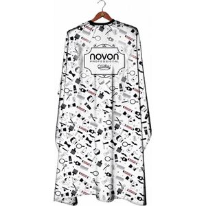 Novon - Kappersmantel - Zwart en wit  - Kapmantel - Kapsalon - Kraag met haaksluiting