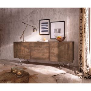 Commode Wyatt acacia bruin 175 cm 3D optiek centraal Roestvrijstaal design dressoir