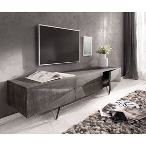 TV-tafel Wyatt acacia platinum 175 cm 2 deuren 1 klep design-lowboard 1 klep