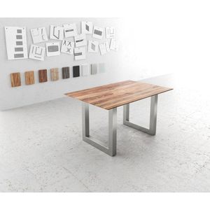 Eettafel Edge sheesham natuur 140x90 edelstaal breed Zwitserse rand