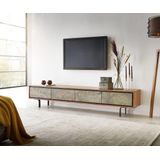 TV-meubel Juwelo 200x35x40 acacia natuursteen zwart