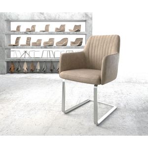 Sledestoel Greg-Flex sledemodel vlak roestvrij staal microvelours beige vintage pocketveer kern