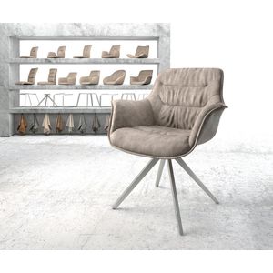 Draaistoel Kaira-Flex kruisframe hoekig roestvrij staal taupe vintage 180°