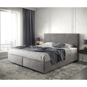 Bed Dream-Well Taupe 180x200 cm Microvezel stof met matras en topper boxspring-bed