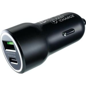 Prio Fast Charge Car Charger 20W PD (USB C) + QC 3.0 (USB A)