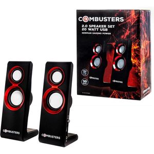 Combusters USB Speakerset Boxen Luidsprekers Pc Computer Laptop Zwart Rood Box