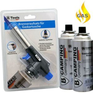 TronicXL hand-onkruidbrander + 4 patronen butaangas - onkruidverdelger gasbrander, vlambrander, gas-onkruidbrander, vlamwerper met piëzo-ontsteking-