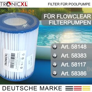 TronicXL 6 stuks filters geschikt voor Bestway TYPE II - filterpatroon geschikt voor Flowclear 58383 58386 58094 58117 58386GS - Pool Pompen 530/800 gal/h – waterfilter