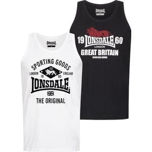 LONSDALE - Shirt - Zwart/Wit - Mouwloos - 2 Pack