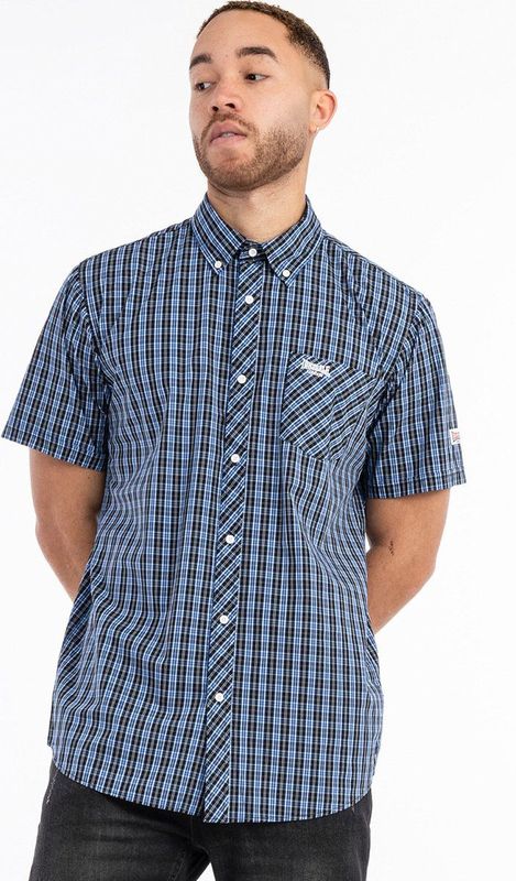 Lonsdale London - Brixworth - T-shirt - Blauw - Katoen/Polyester - Geruit