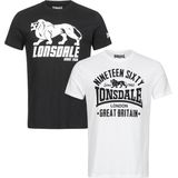Lonsdale - T-shirt - Zwart - Katoen - Logoprint Voorzijde