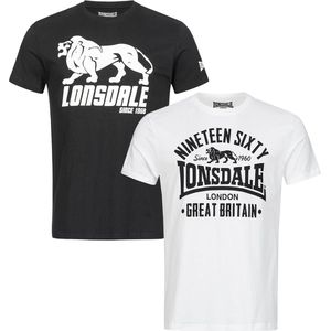 Lonsdale - T-shirt - Zwart - Katoen - Logoprint Voorzijde