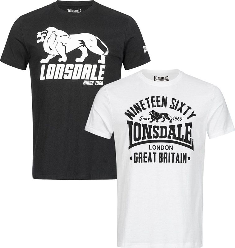 Lonsdale - T-shirt - Zwart - Katoen - Logoprint Voorzijde