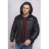 Lonsdale - 116051 - Gewatteerde Jas - Zwart - 100% Polyester, Capuchon met Teddyvoering